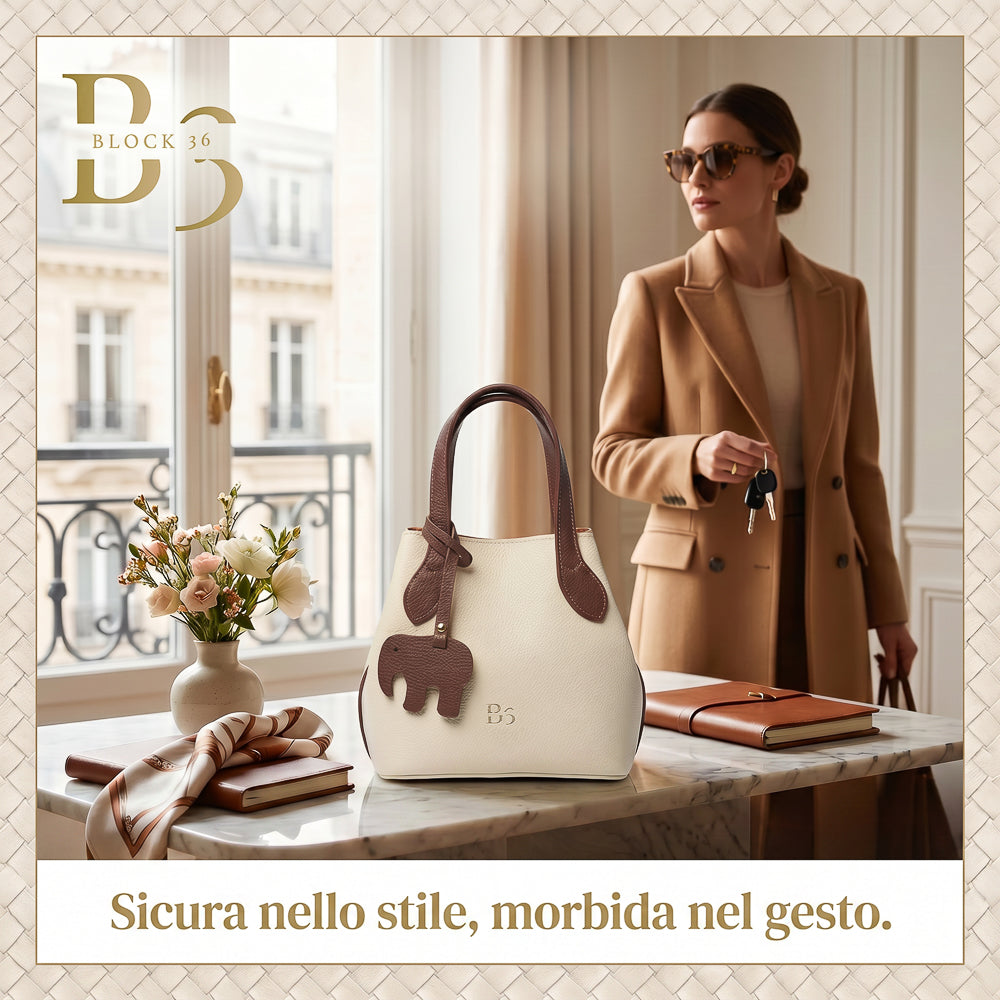 BLOCK36 BAGS: BORSA "PETALO" SABBIA