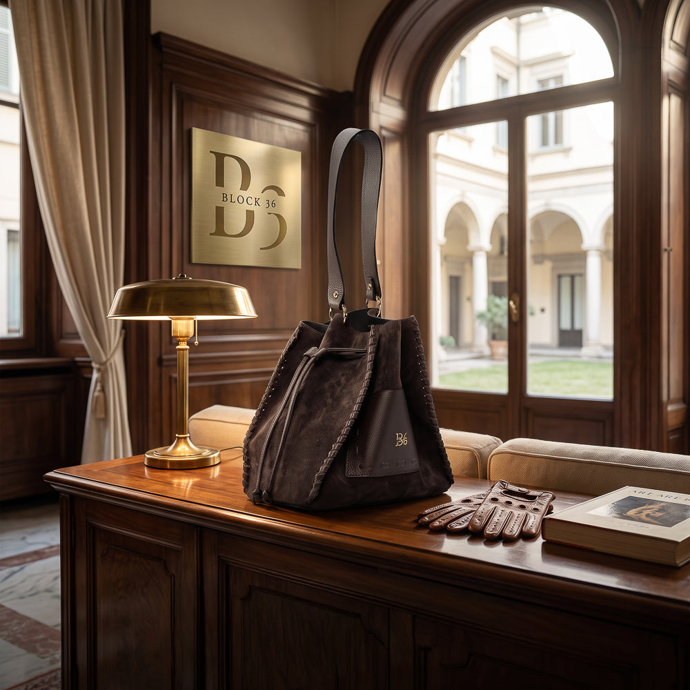 BLOCK36 BAGS: BORSA "SKID ROW" MARRONE