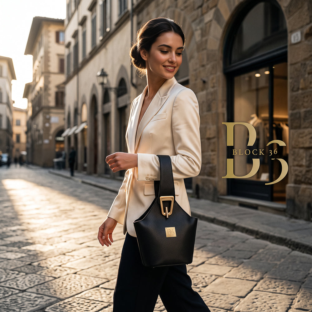 BLOCK36 BAGS: BORSA "CHORILLO" RUVIDA NERA