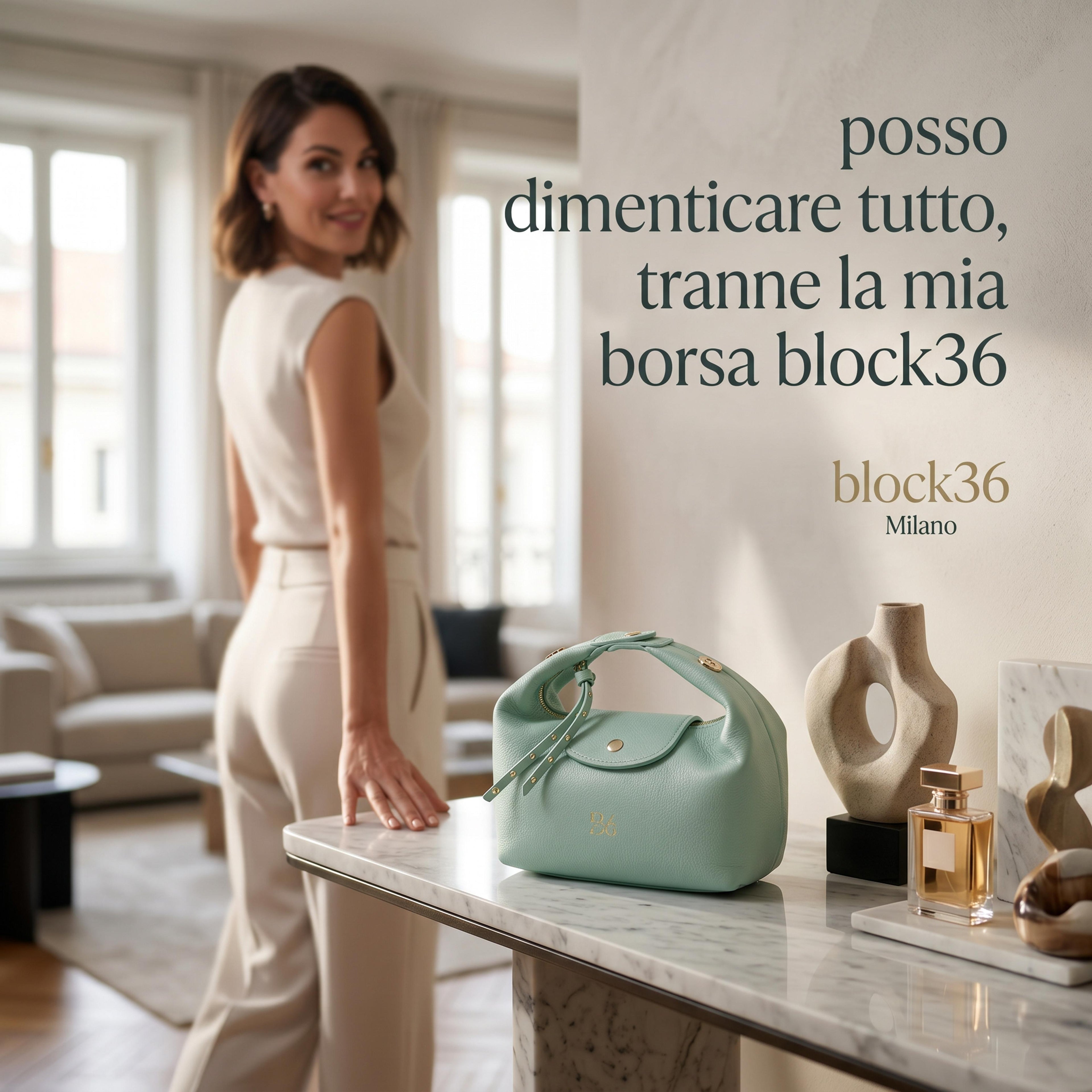 BLOCK36 BAGS: BORSA "PISTILLO" VERDE-ACQUA
