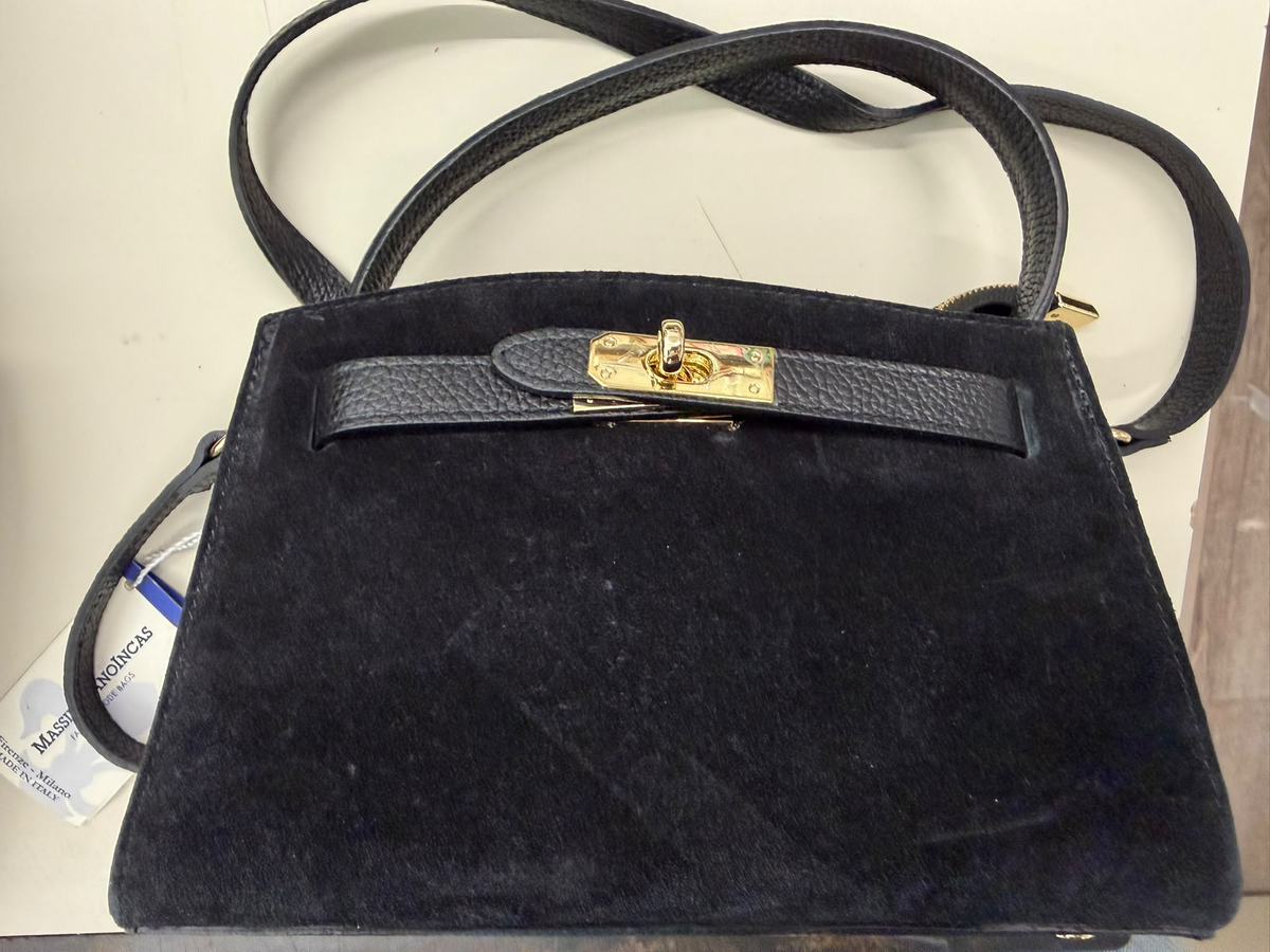 BLOCK36:BORSA LIQUIRIZIA A MANO E A TRACOLLA IN VELLUTO