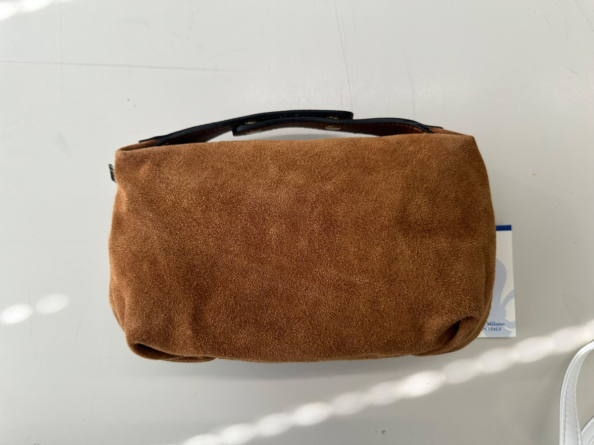 BLOCK36:BORSA A MANO IN CAMOSCIO COLOR MARRONE