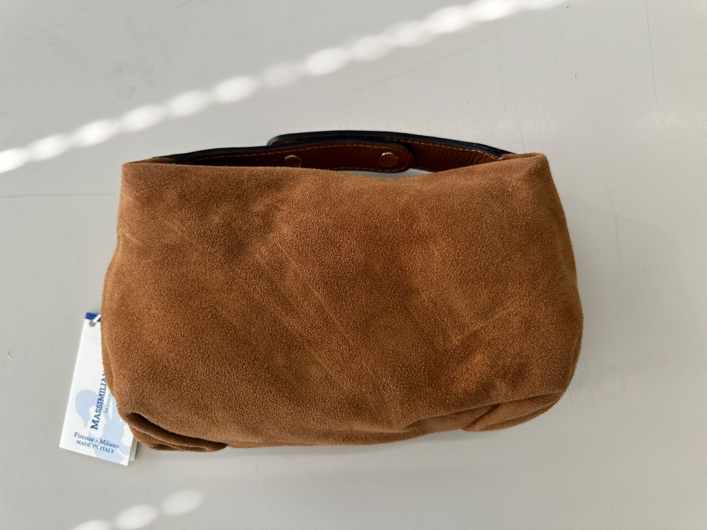 BLOCK36:BORSA A MANO IN CAMOSCIO COLOR MARRONE