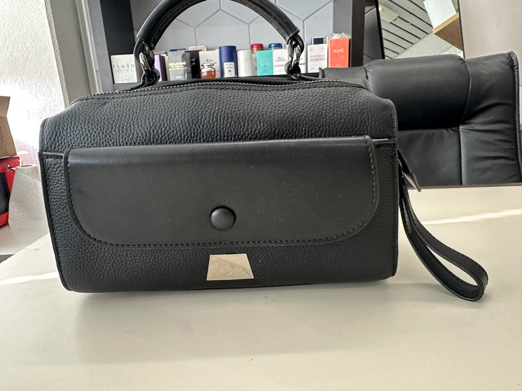 BLOCK36:BORSA A MANO IN PELLE NERA CON TASCA