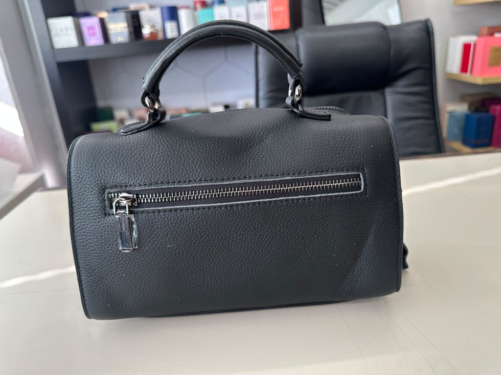 BLOCK36:BORSA A MANO IN PELLE NERA CON TASCA