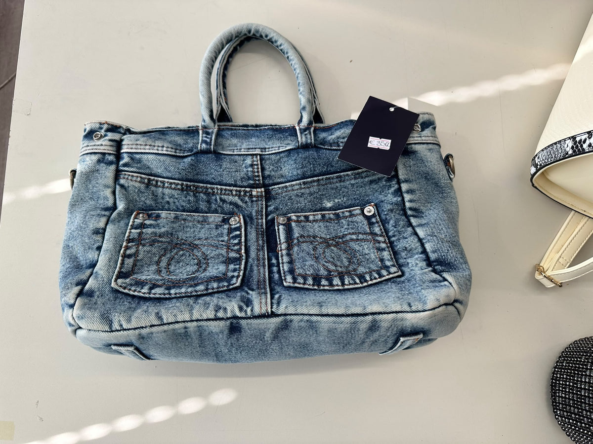BLOCK36:BORSA IN DENIM JEANS CON TRACOLLA