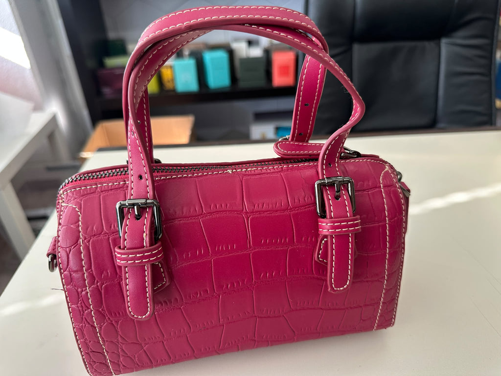 BLOCK36:BORSA BAULETTO CON TRACOLLA IN PELLE COLOR FUCSIA