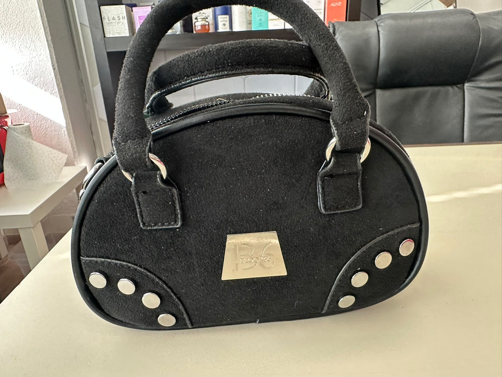 BLOCK36:BORSA A MANO NERA  CON TRACOLLA IN EFFETTO CAMOSCIO