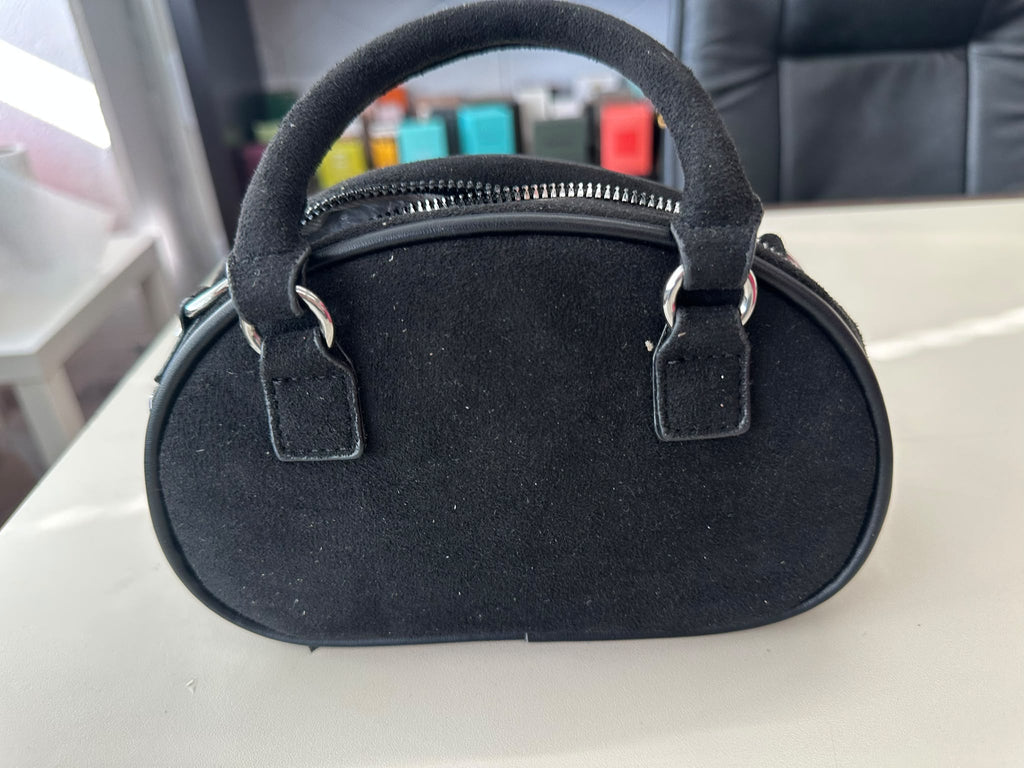 BLOCK36:BORSA A MANO NERA  CON TRACOLLA IN EFFETTO CAMOSCIO