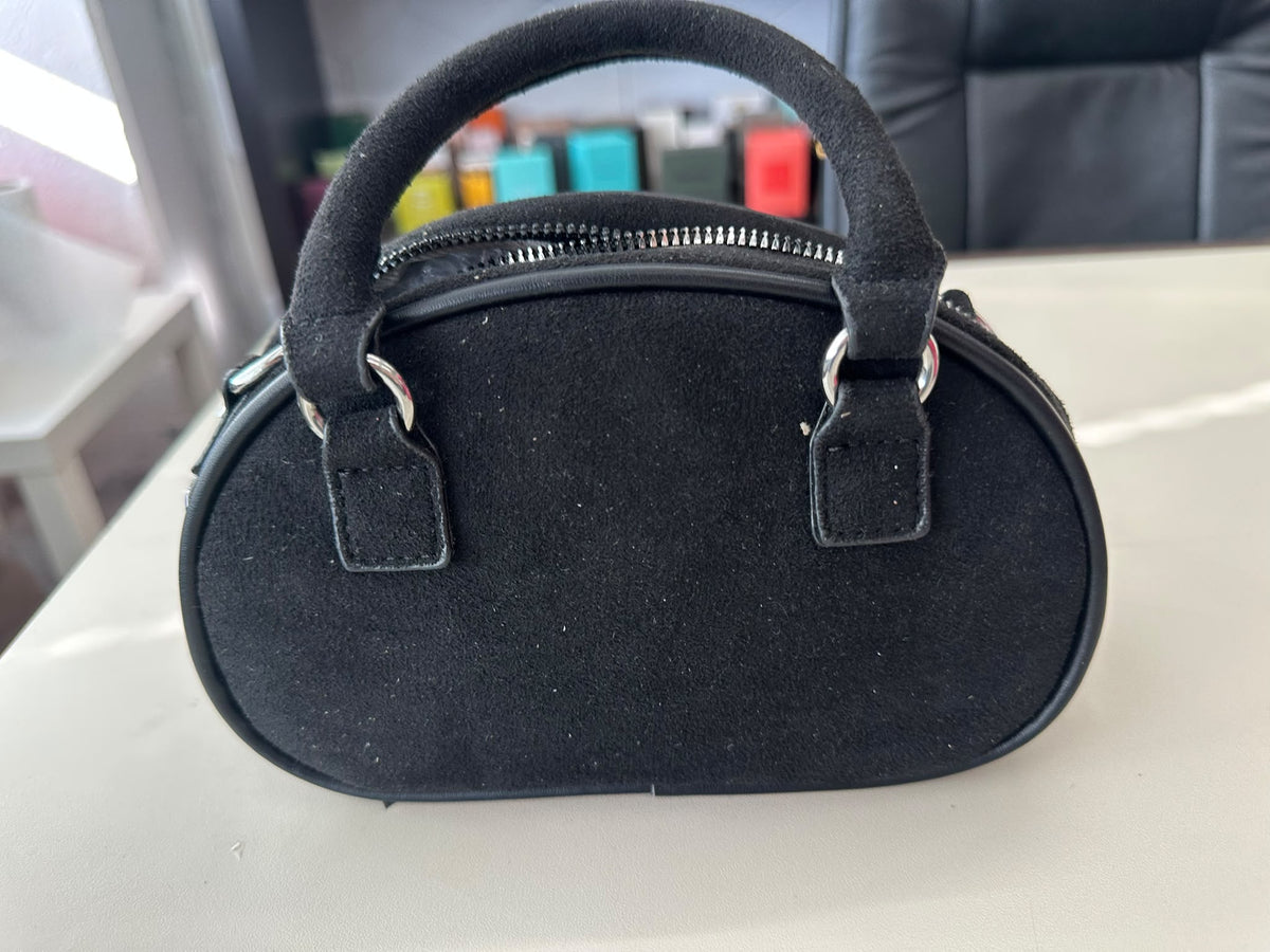 BLOCK36:BORSA A MANO NERA  CON TRACOLLA IN EFFETTO CAMOSCIO