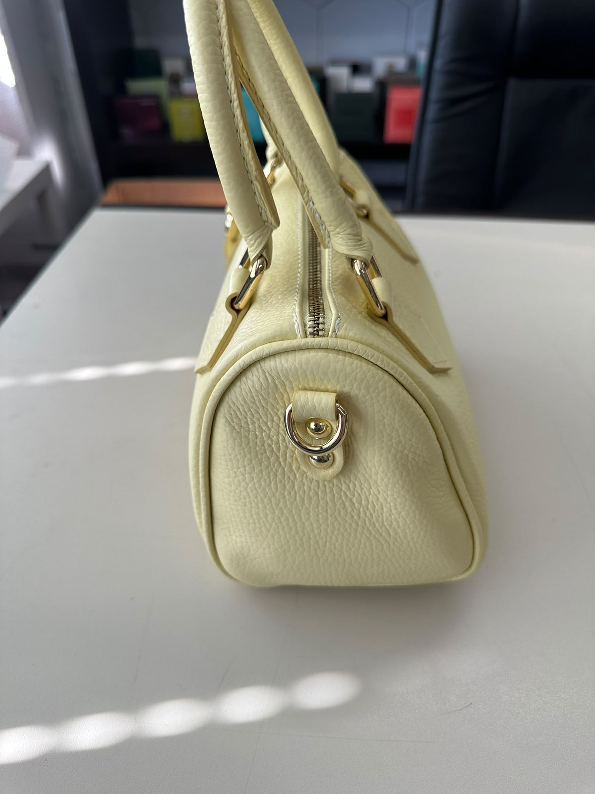 BLOCK36:BORSA BAULETTO IN PELLE COLOR GIALLA PASTELLO