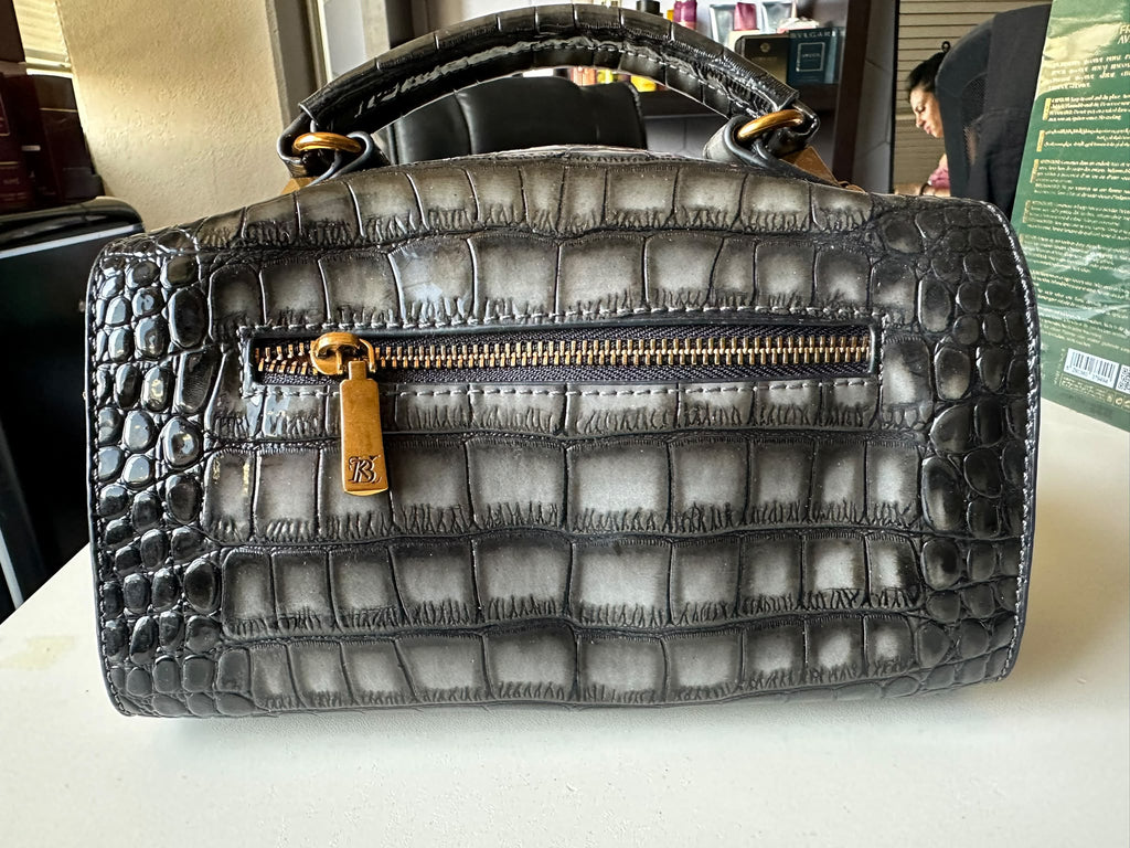 BLOCK36:BORSA A MANO CON DETTAGLI DORATI E CERNIERA SUL RETRO
