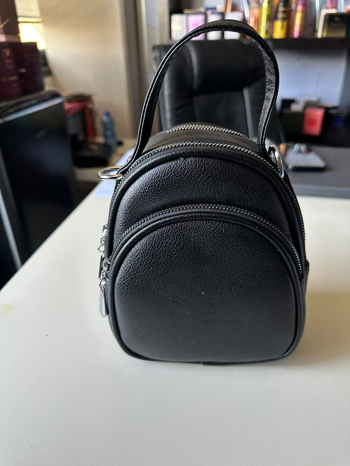 BLOCK36:BORSA A MANO NERA CON TRE CERNIERE