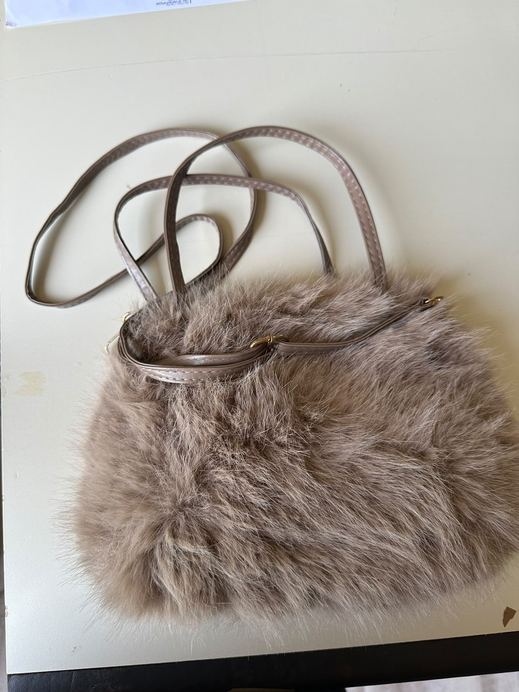 BLOCK36:BORSA A MANO IN PELLICCIA MARRONE
