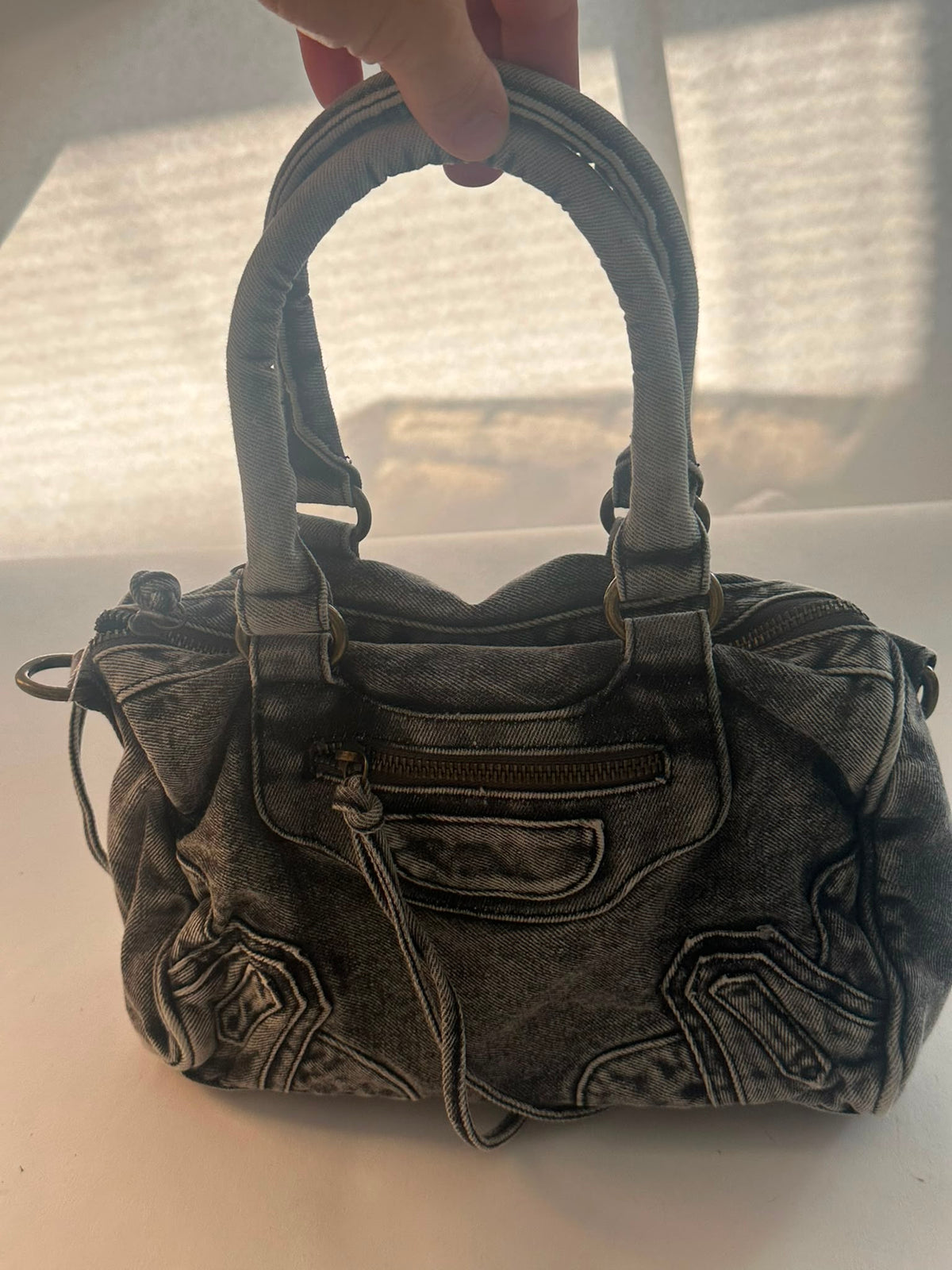 BLOCK36:BORSA IN DENIM GRIGIA